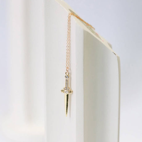 Golden Athame Dagger Charm Necklace
