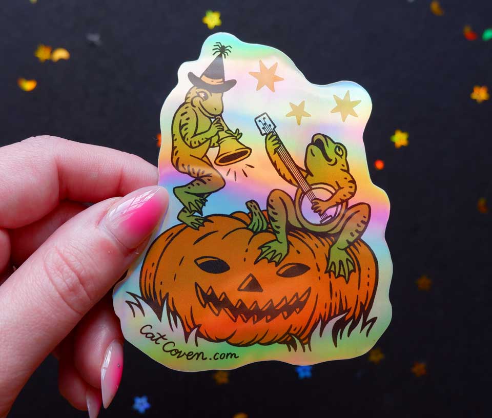 Halloween Frogs Holographic Sticker
