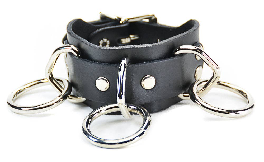 3 Loop & Ring Leather Cuff Bracelet