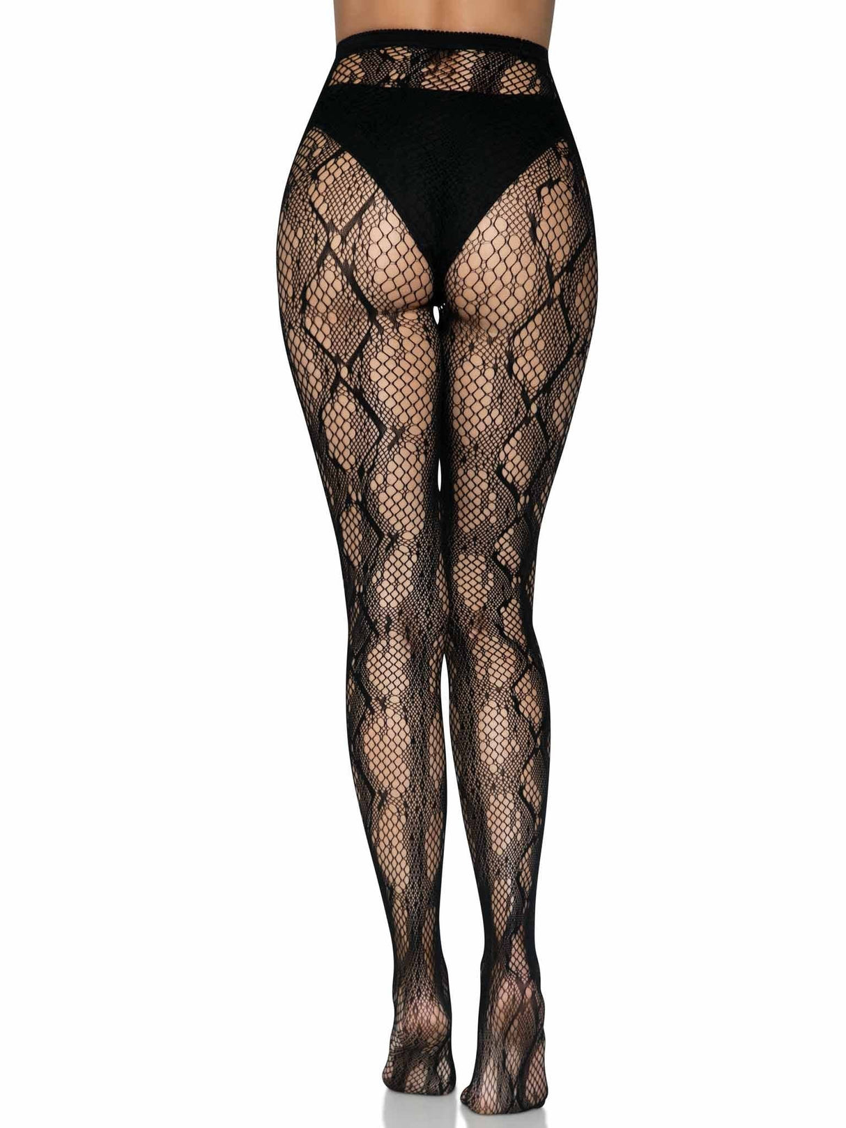 Black Snakeskin Net Tights (One Size)