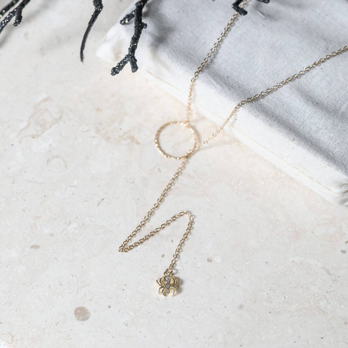 Gossamer Guardian Spider Lariat Necklace