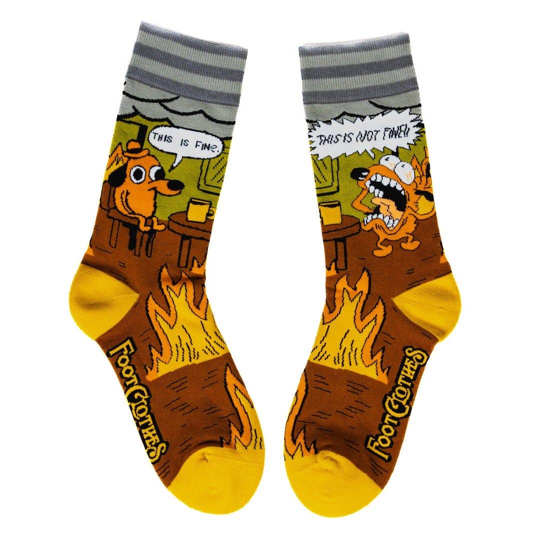 This is Fine. Also, NOT FINE! Crew Socks