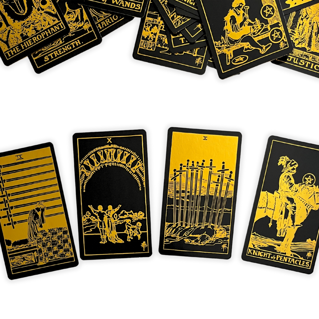 Black Gold Foil Tarot Deck & Guide