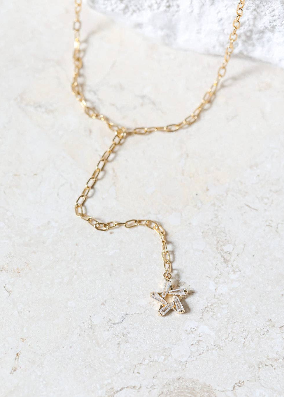 Crystal Star Lariat Necklace
