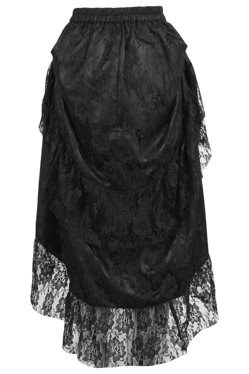 Black Lace Adjustable Front High-Low Bustle Skirt