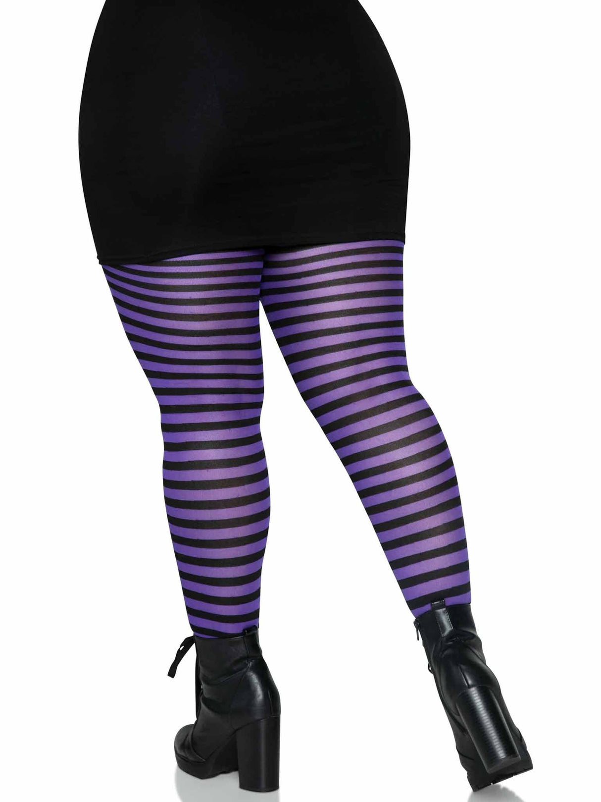 Purple & Black Striped Tights (One Size Plus)