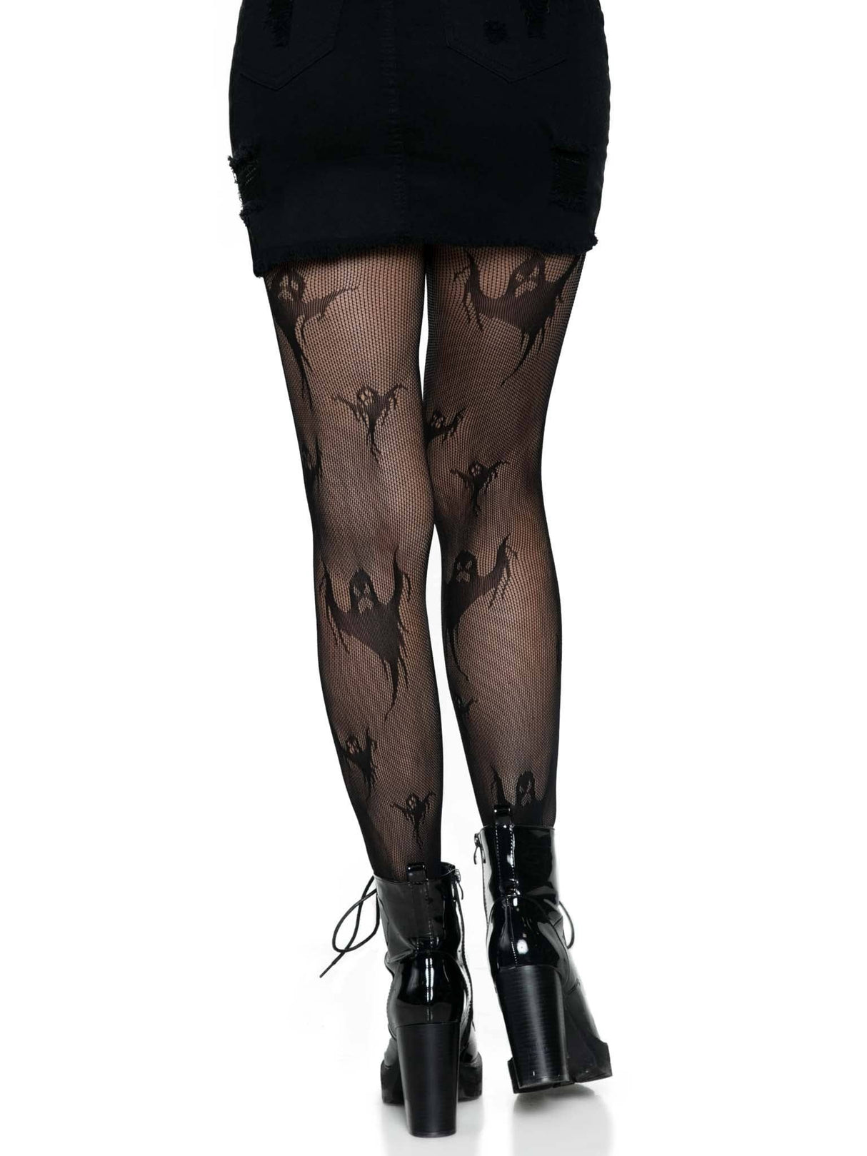 Spooky Ghosts Fishnet Tights (One Size)