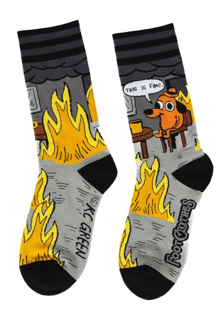 This is Fine: Noir Edition Crew Socks