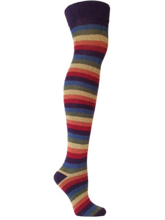 Rainbow Striped Over the Knee Socks