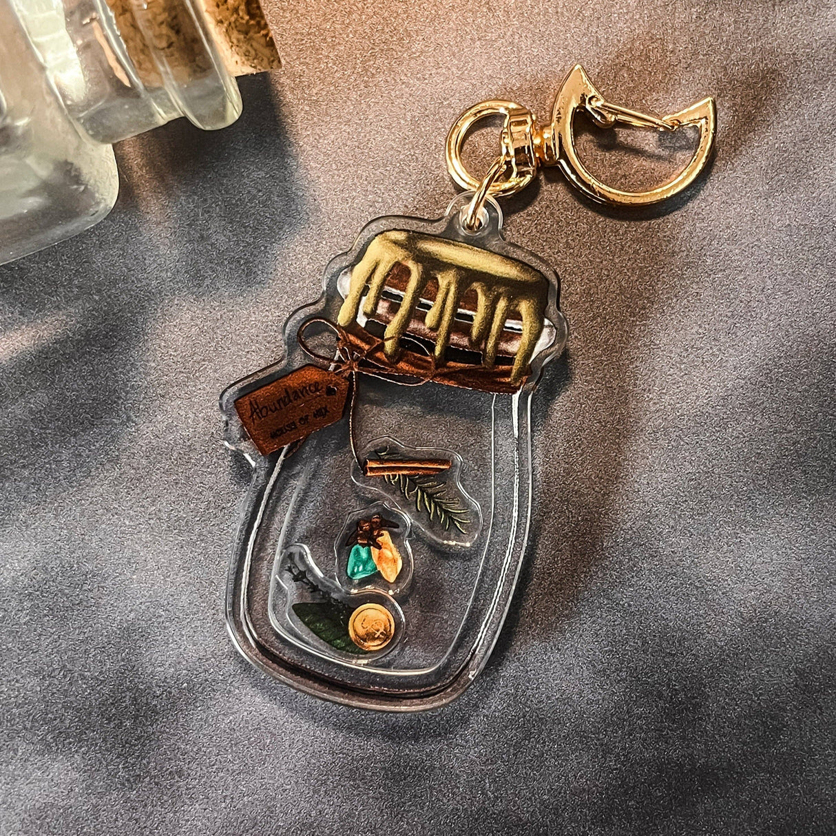 Abundance Jar Shaker Charm Keychain