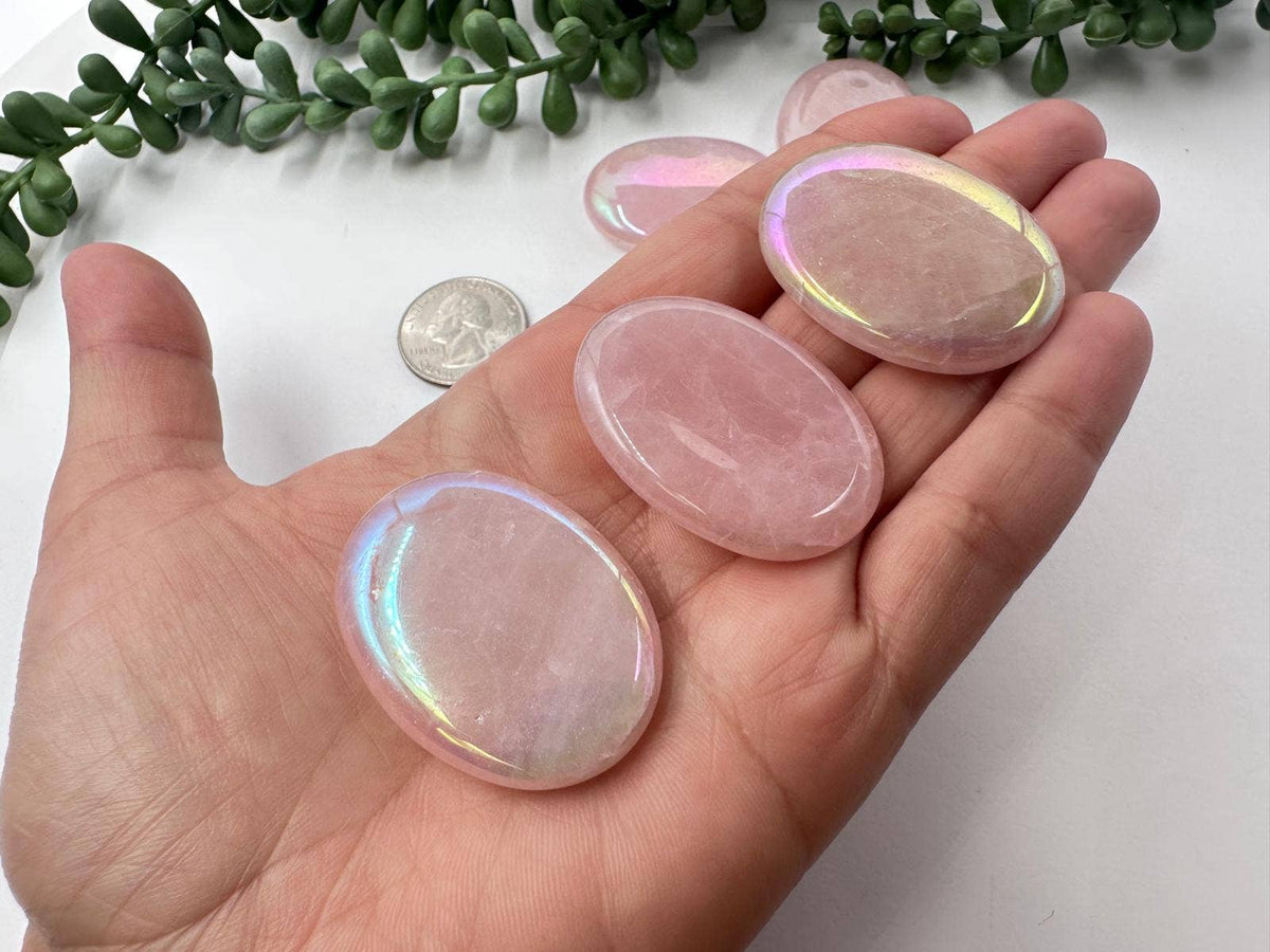 Rose Aura Quartz Worry Stone