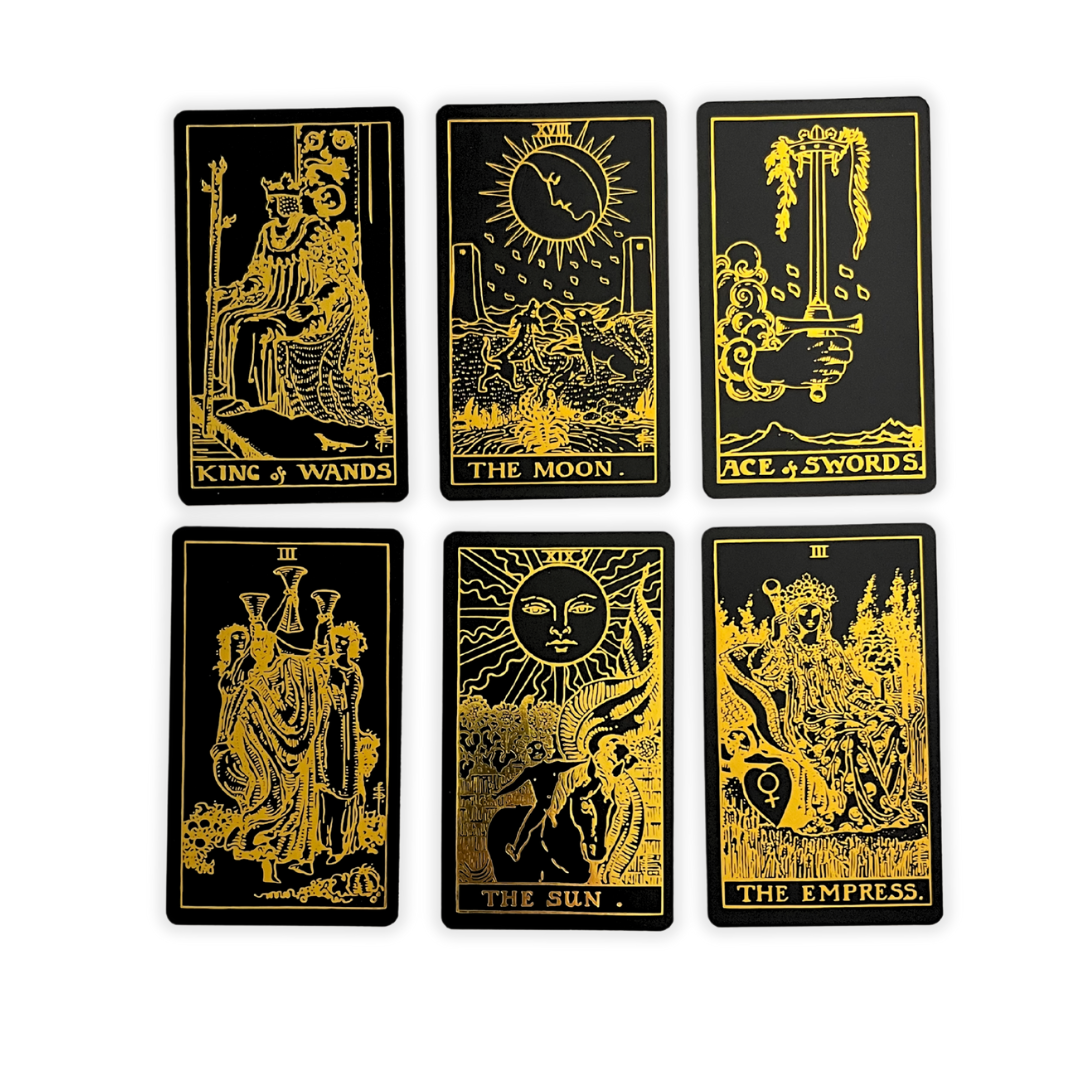 Black Gold Foil Tarot Deck & Guide