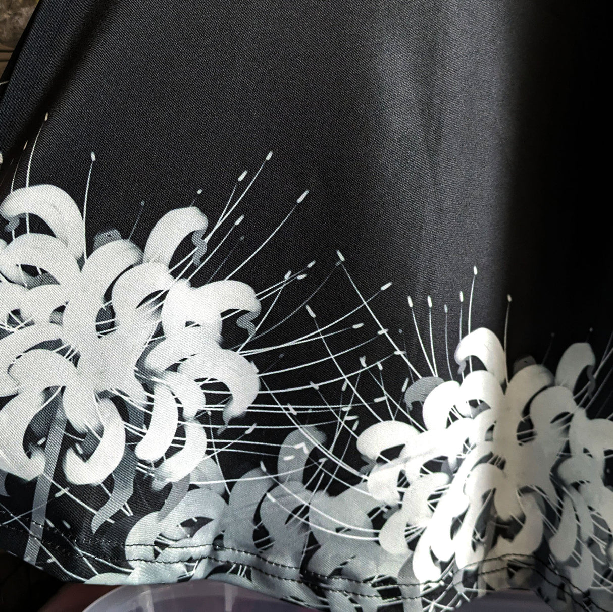 Black & White Spider Lily Midi Skirt With Pockets
