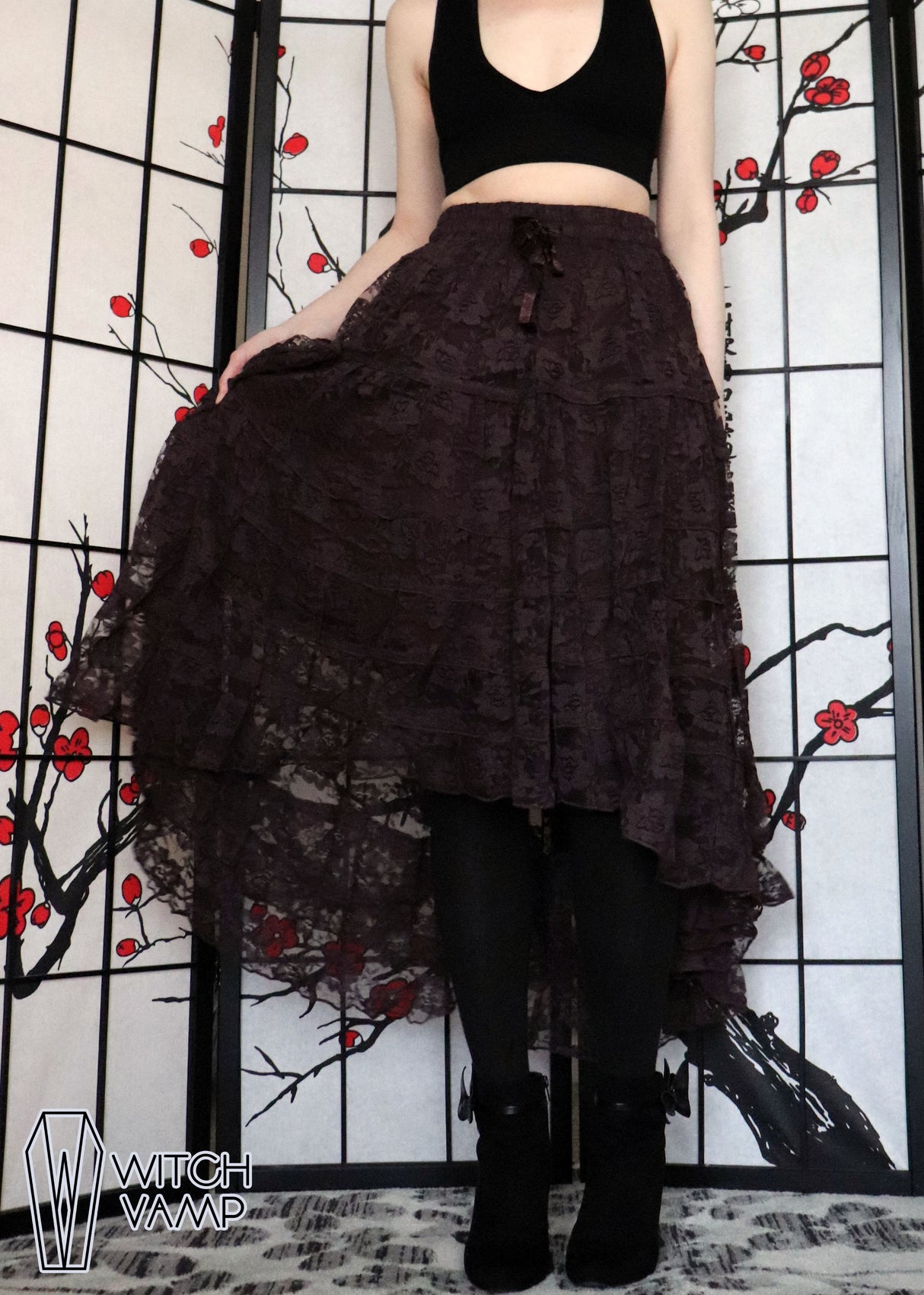 Chocolate High-Low Lace Skirt