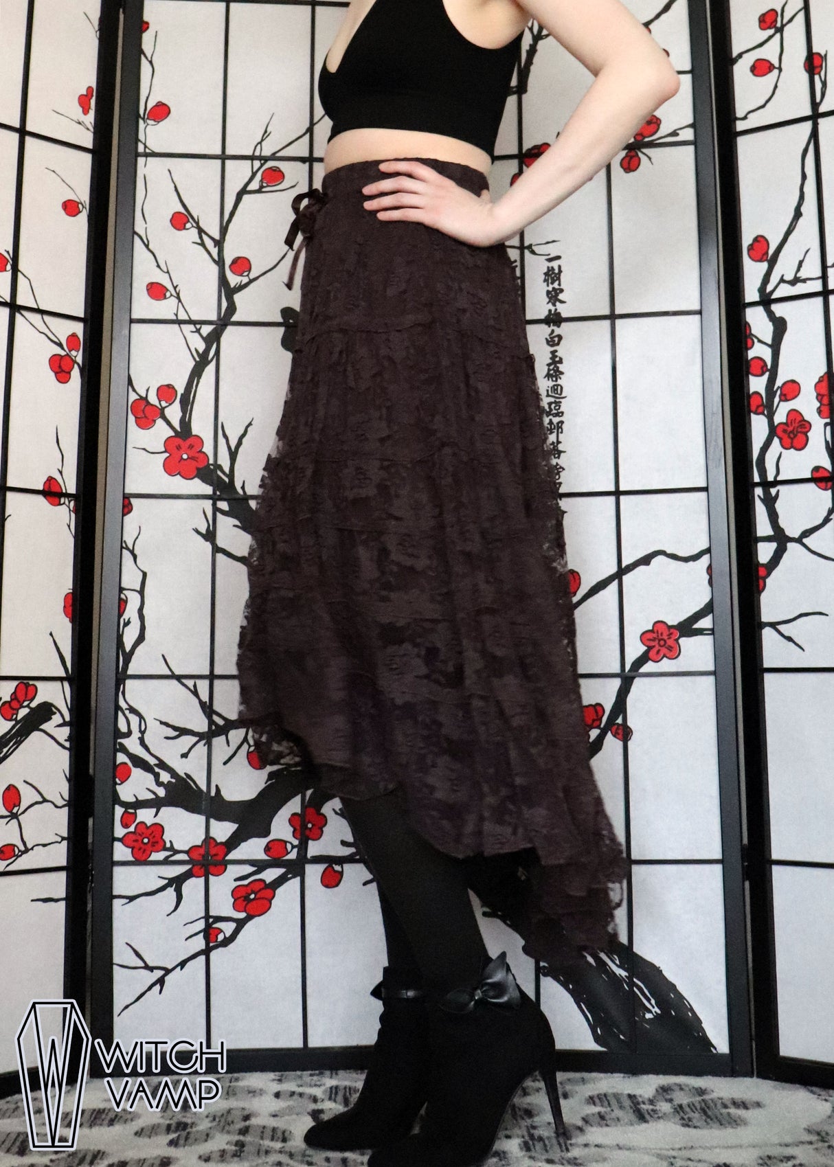 Chocolate High-Low Lace Skirt