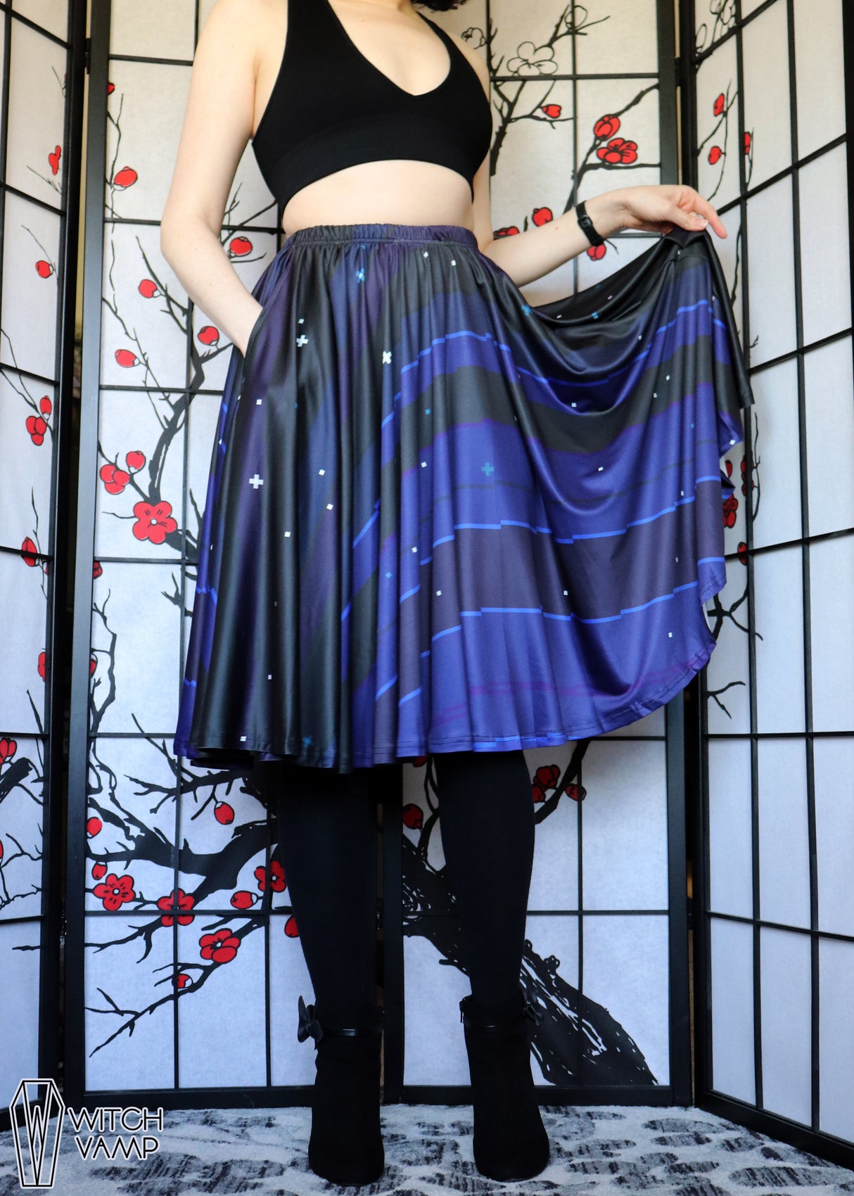 Pixel Night Sky Midi Skirt With Pockets (A Size Only)