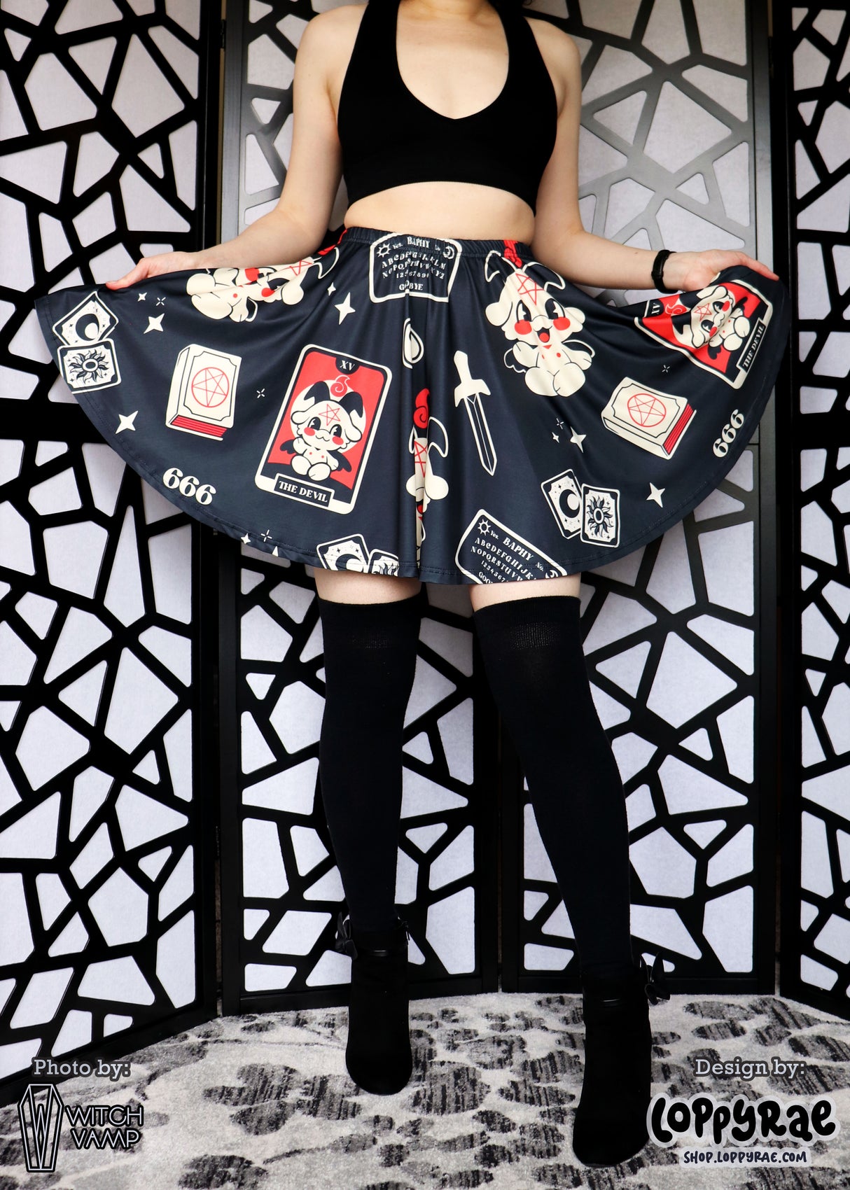 Little Baphomet Skater Skirt with Pockets