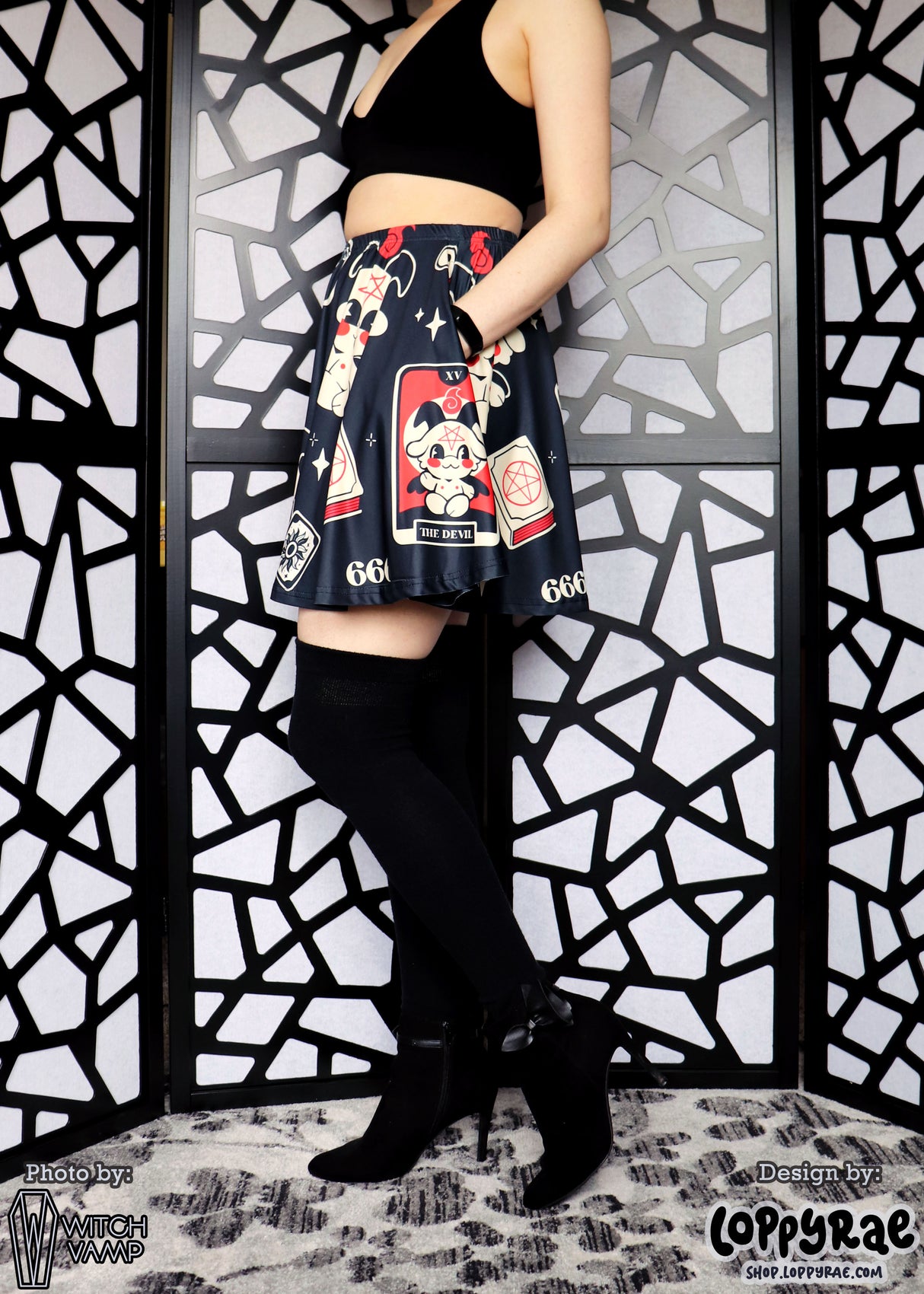 Little Baphomet Skater Skirt with Pockets