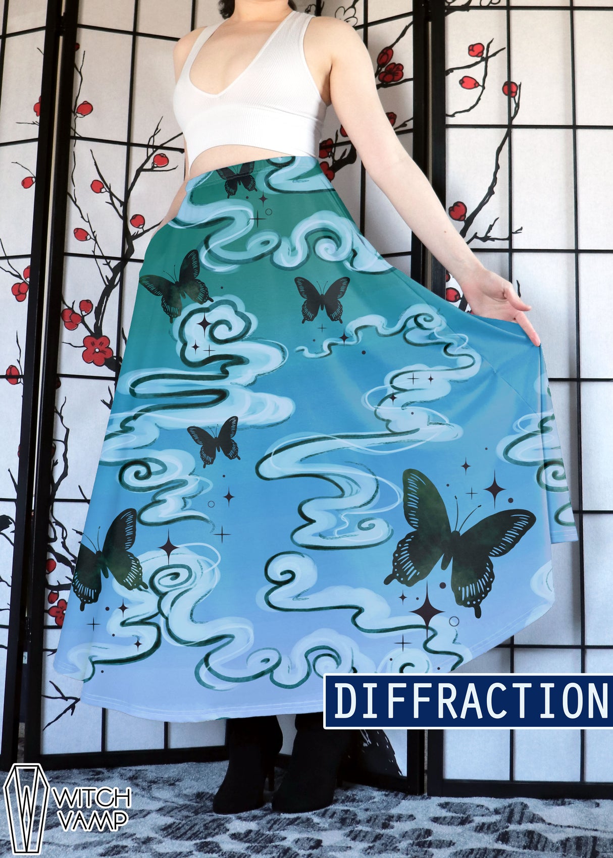 Diffraction Maxi Skirt With Pockets