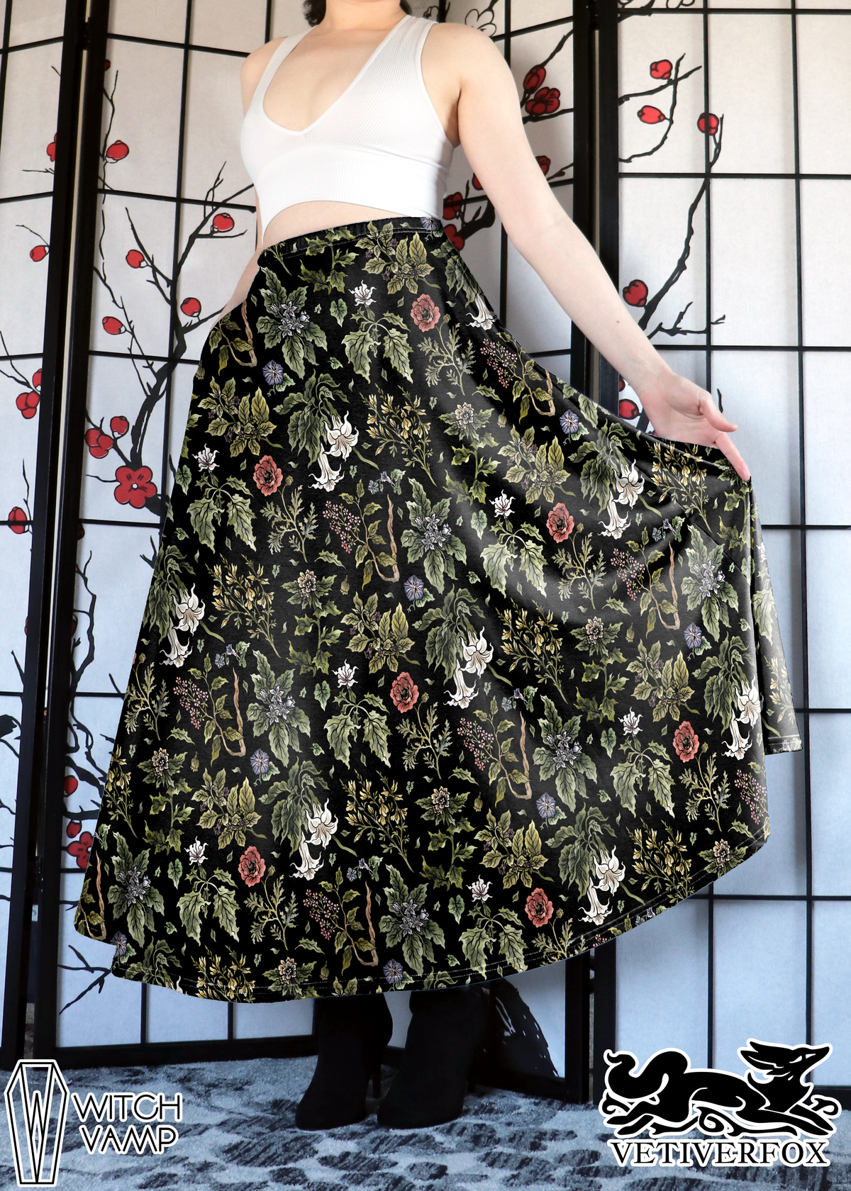 Treacherous Garden Maxi Skirt with Pockets
