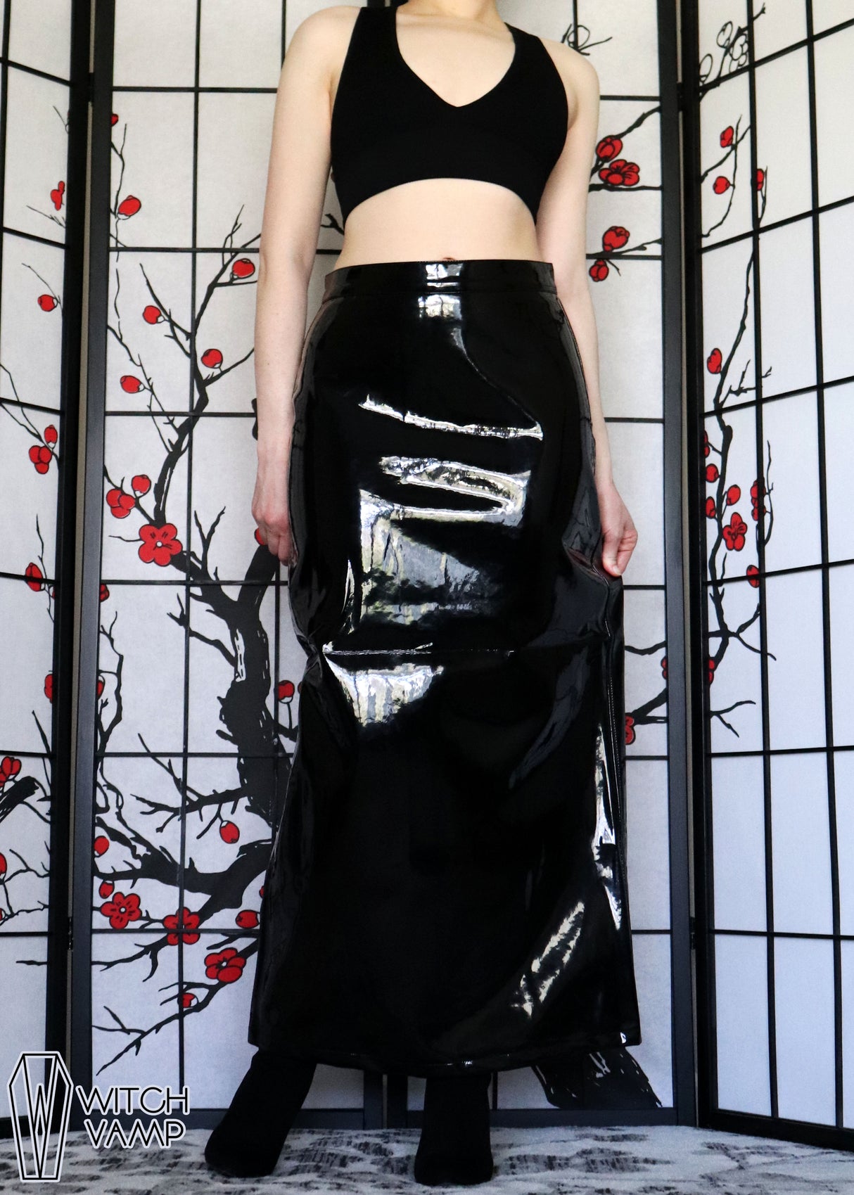 Black PVC Maxi Skirt