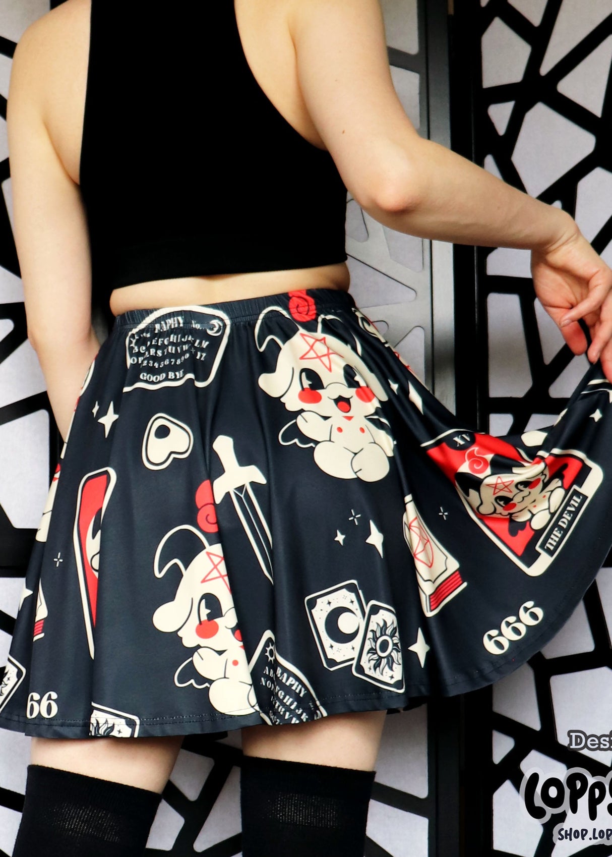 Little Baphomet Skater Skirt with Pockets