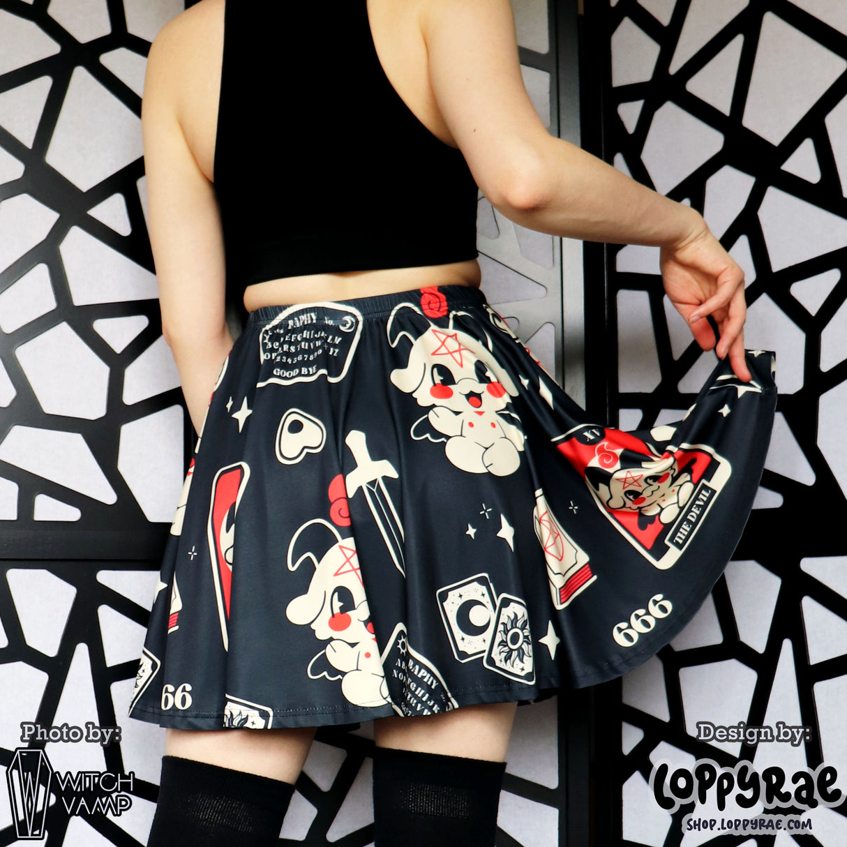 Little Baphomet Skater Skirt with Pockets
