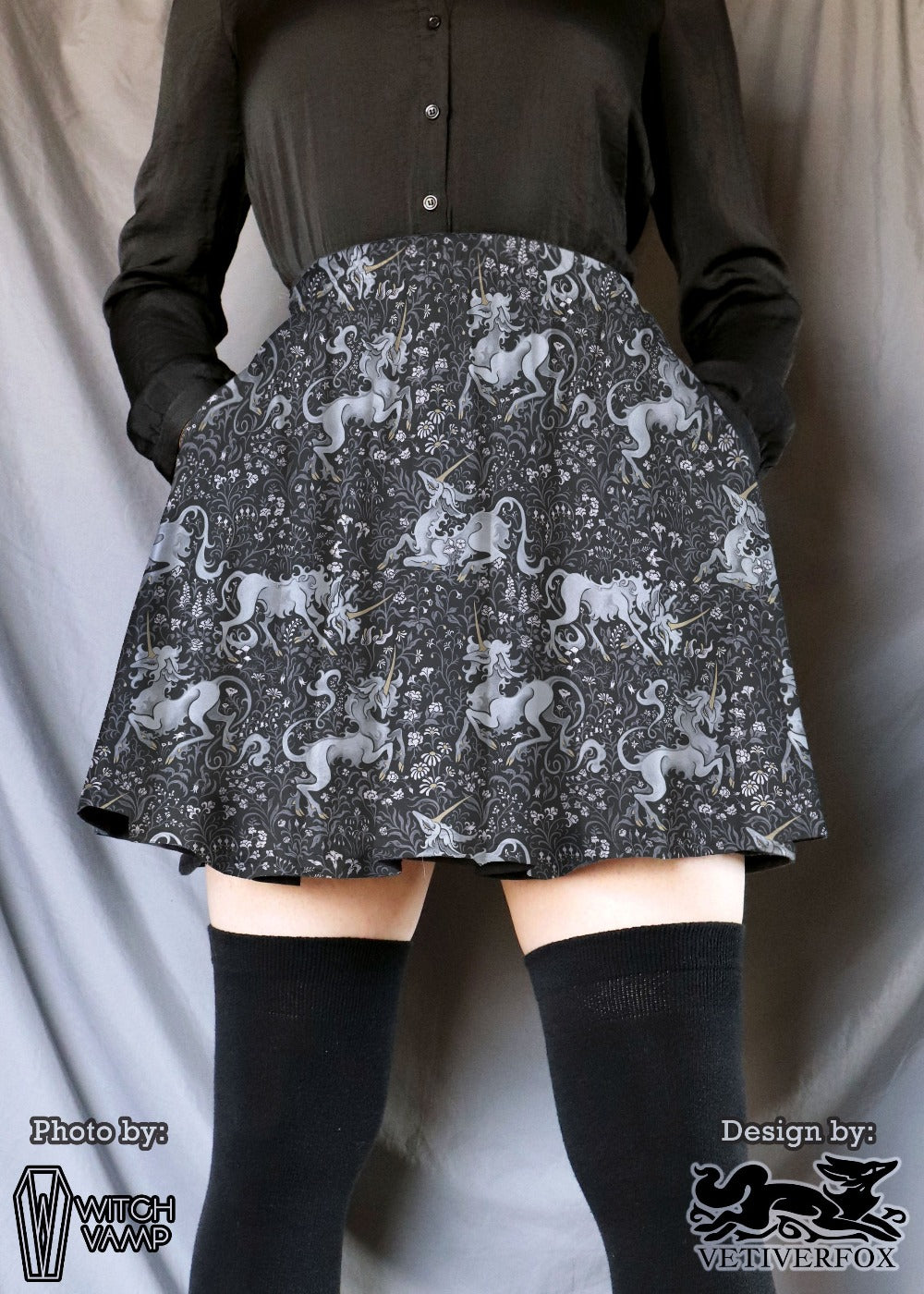 Unicorn Tapestry Skater Skirt with Pockets