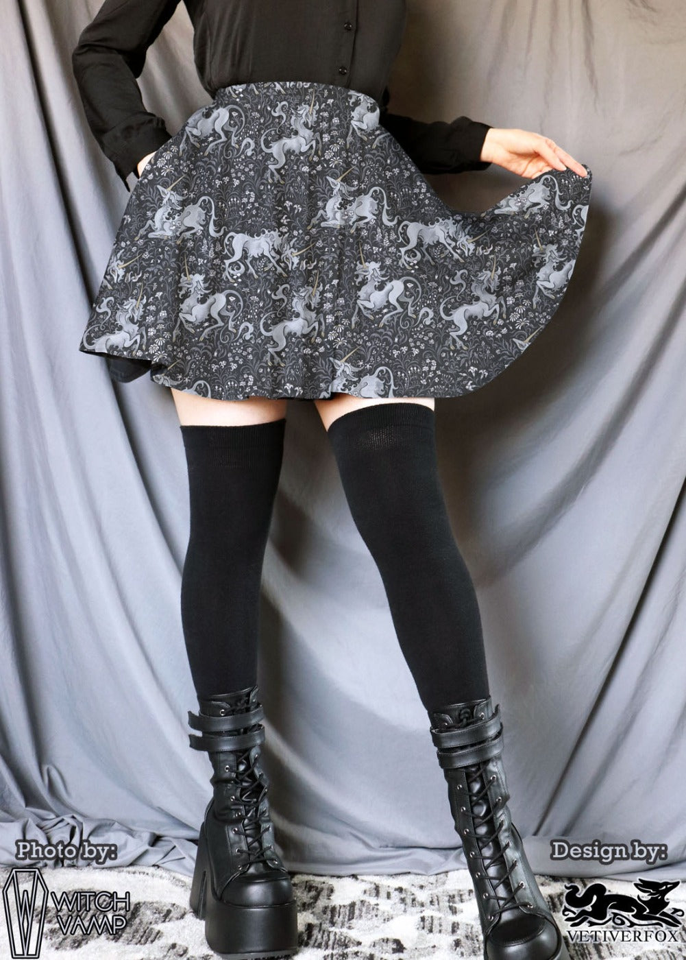 Unicorn Tapestry Skater Skirt with Pockets