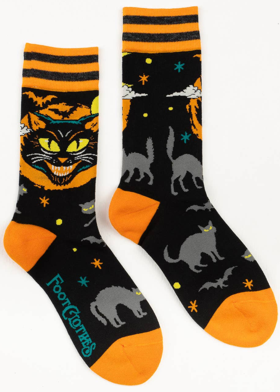 Vintage Black Cat Crew Socks