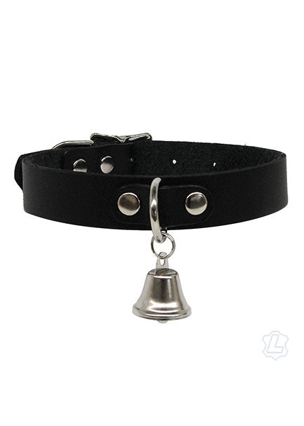 Black Leather Cat Bell Collar