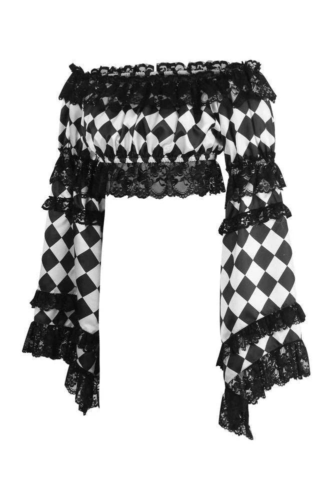 Harlequin Satin Flare Sleeve Peasant Top