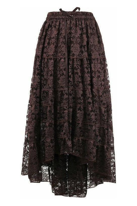 Chocolate High-Low Lace Skirt