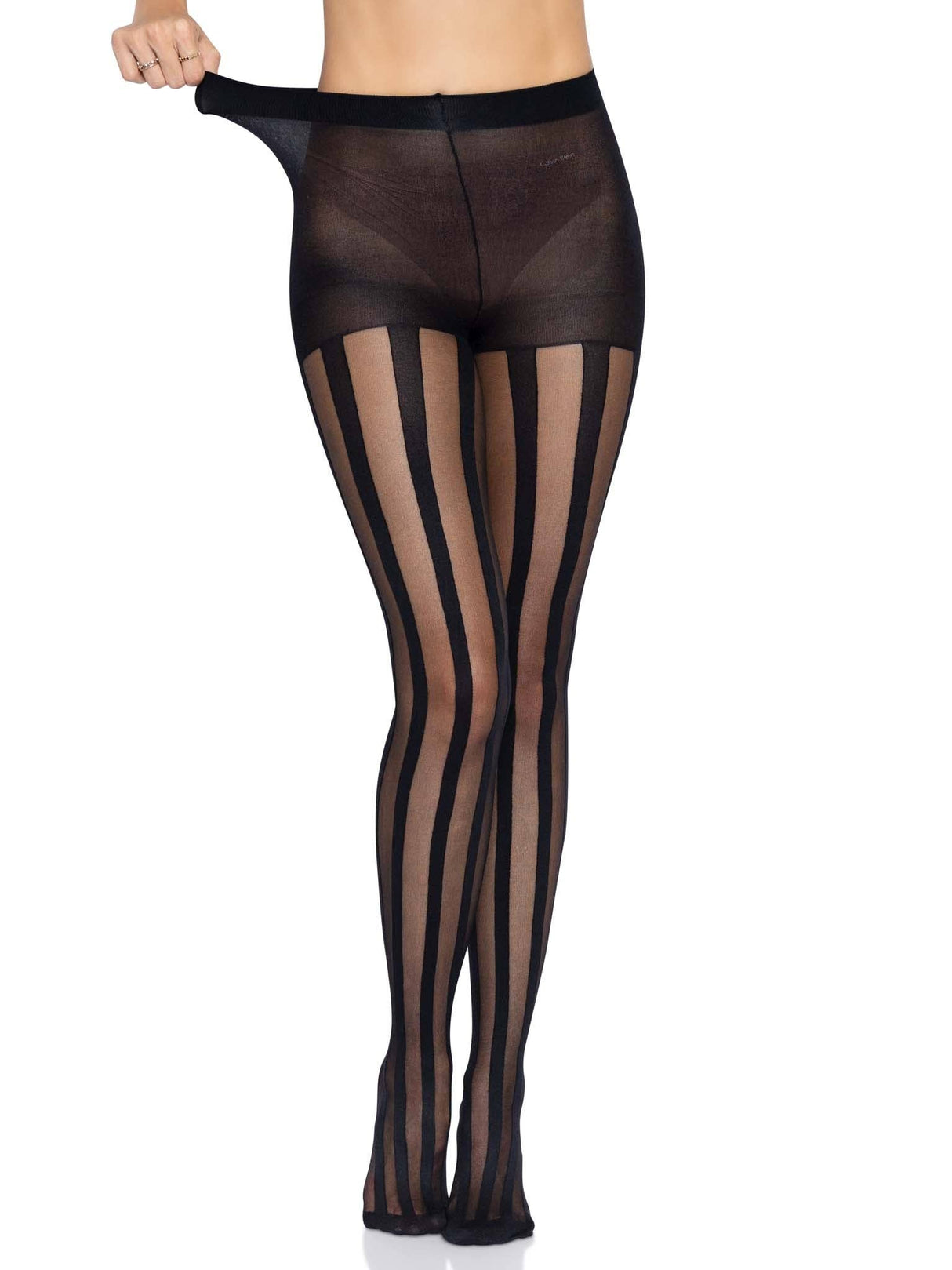 Black Vertical Striped Tights (One Size)