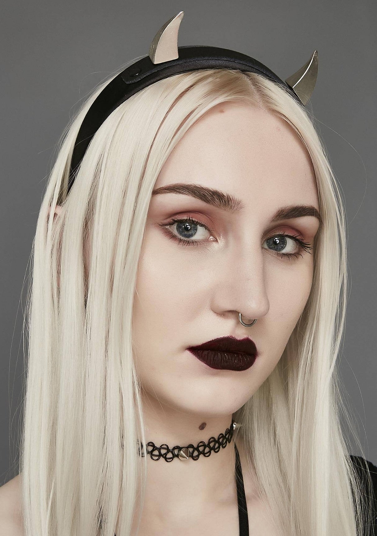 Devil Headband with Silver Horns