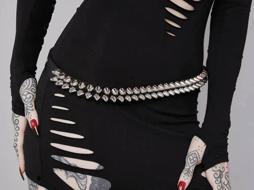 Black Studded Leather Belt