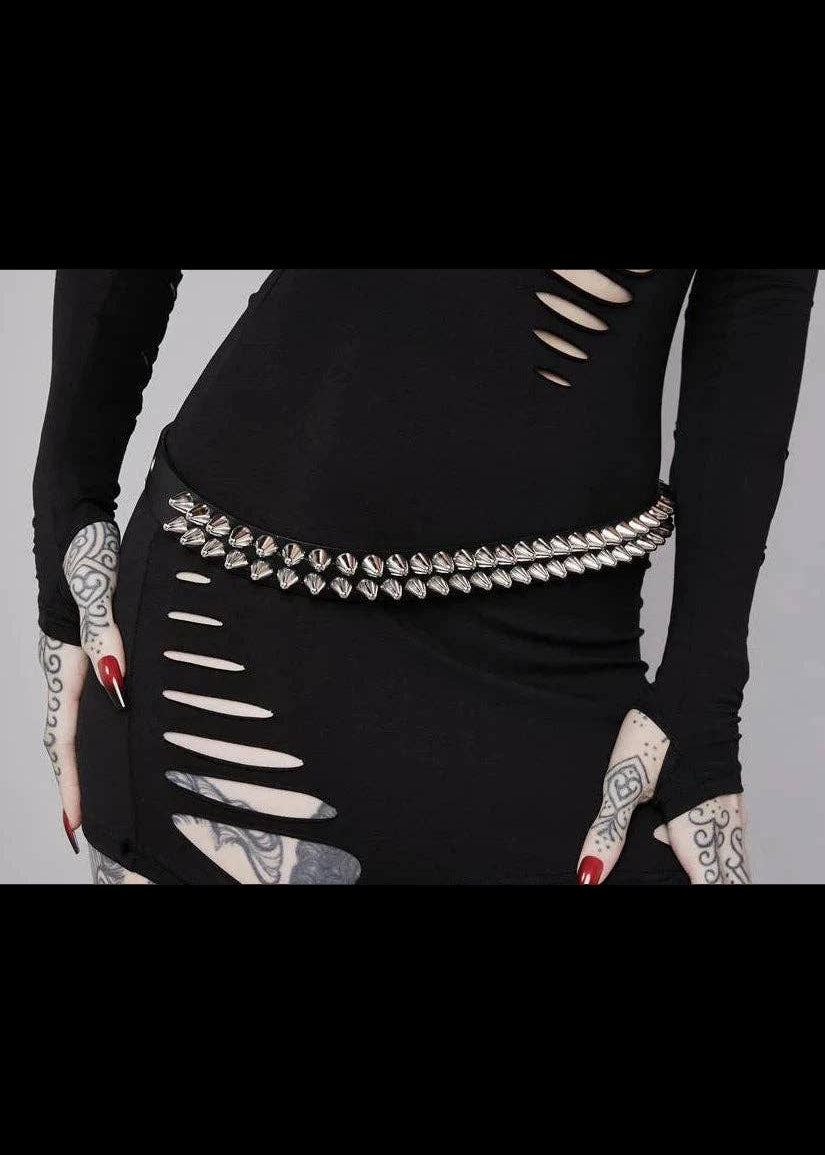 Black Studded Leather Belt