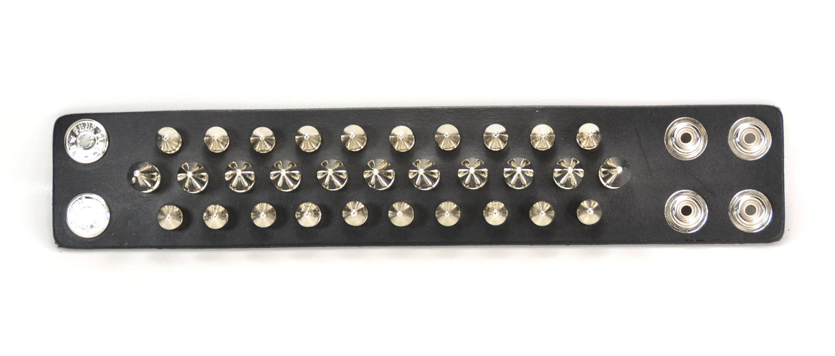 3 Row Spike Leather Cuff Bracelet