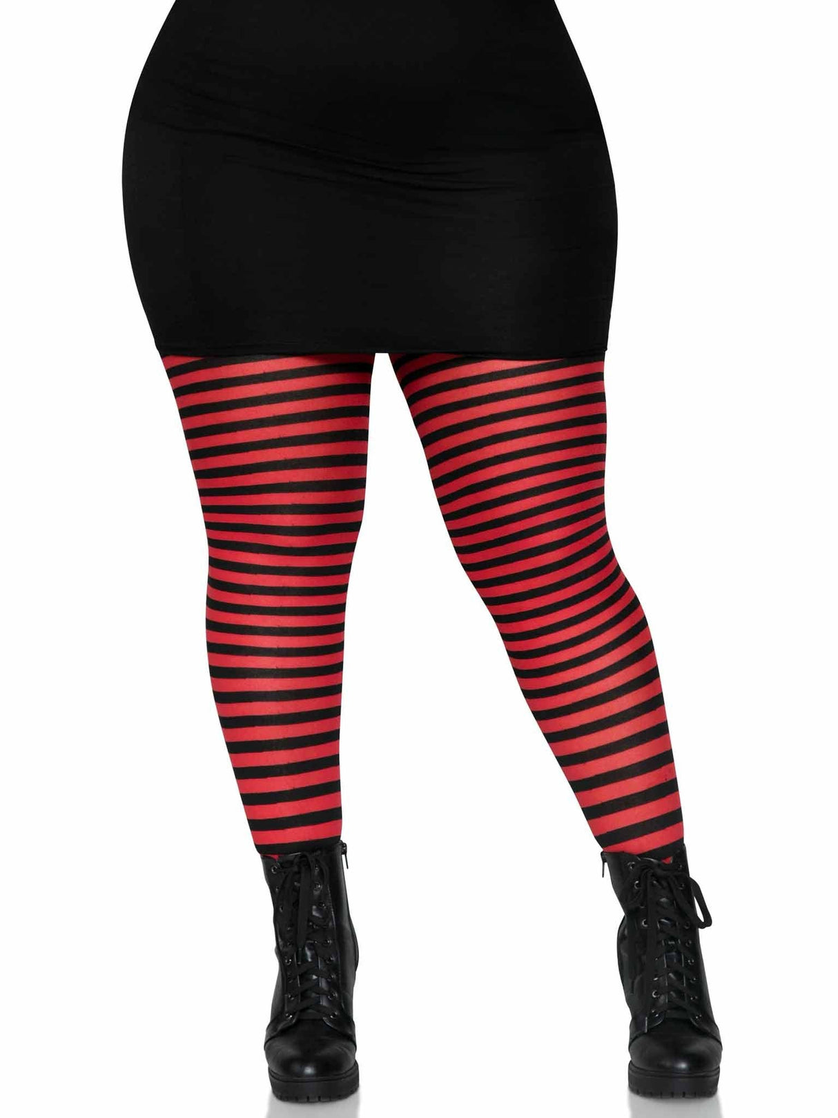Red & Black Striped Tights (One Size Plus)