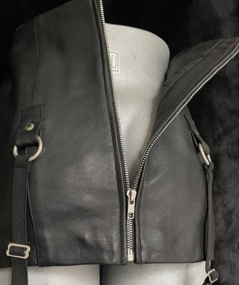 Black Leather Mini Skirt with Adjustable Garters