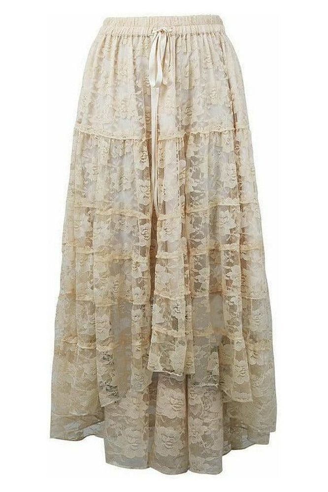 Ivory High-Low Lace Skirt