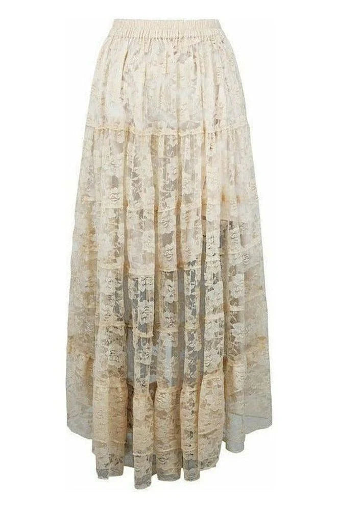 Ivory High-Low Lace Skirt