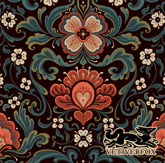 Rosemaling Maxi Skirt with Pockets