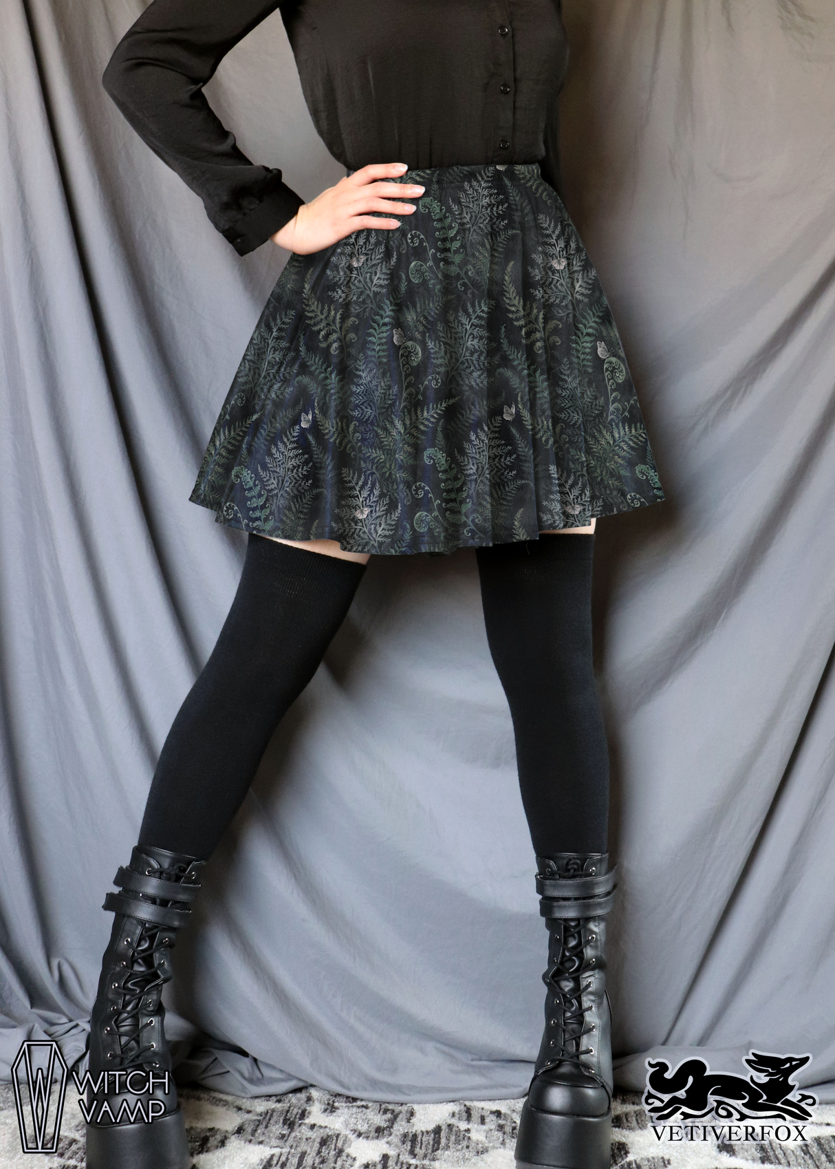 Fern Forest Skater Skirt with Pockets