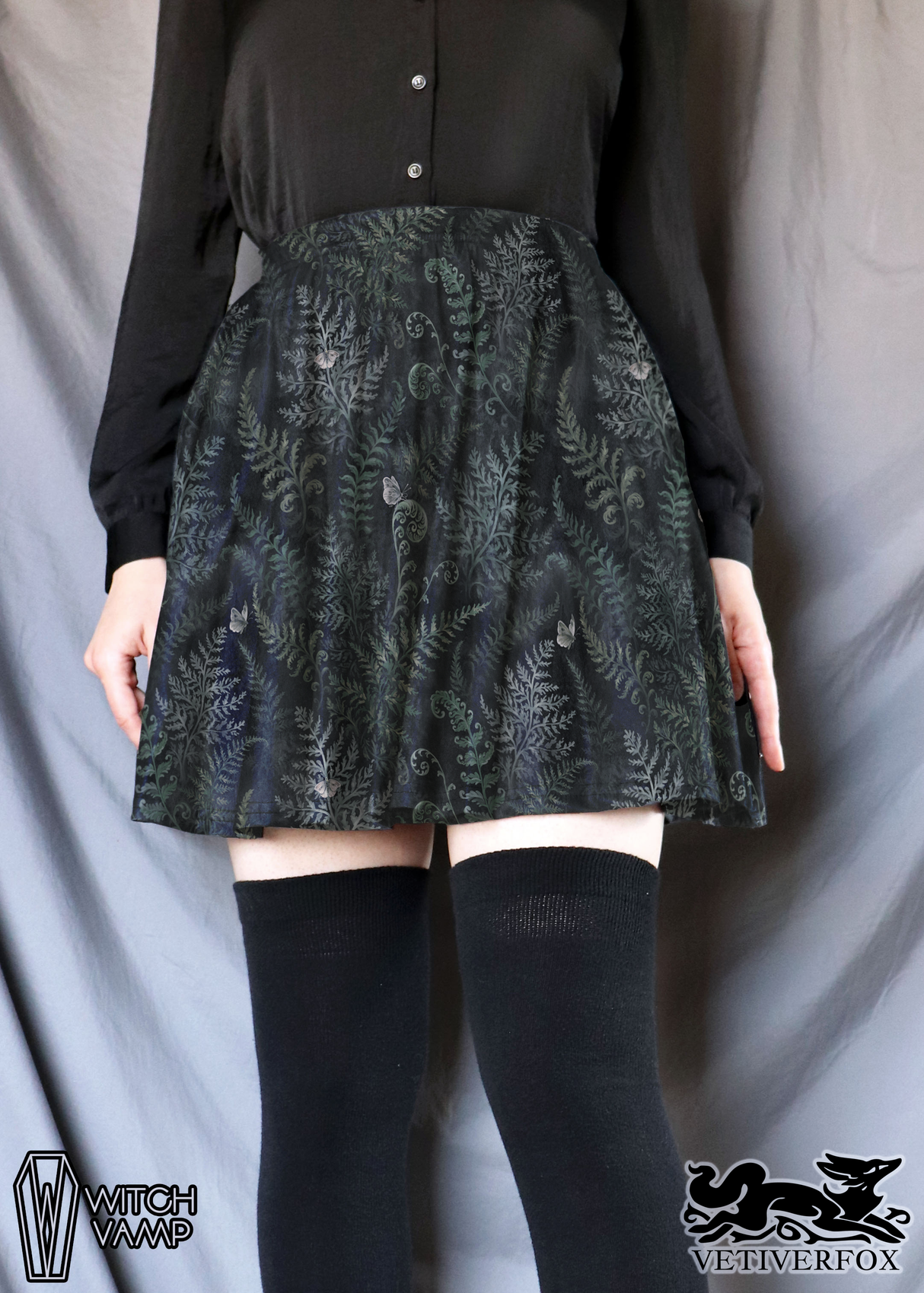 Fern Forest Skater Skirt with Pockets