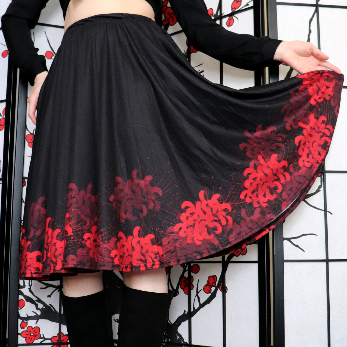 red spider lily dress Spider Lily Midi Skirt With Pockets