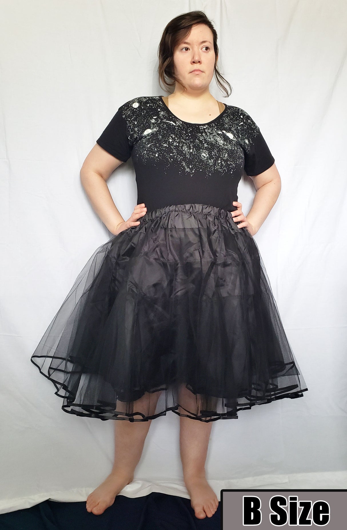 Petticoat for Skirts - Knee Length - Black