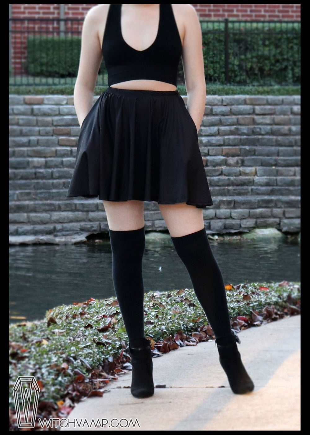 Black Skater Skirt with Pockets