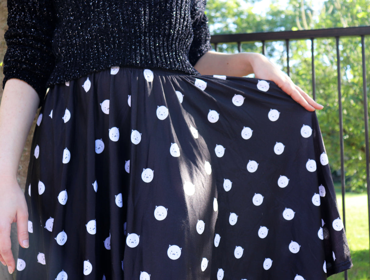Polkat Dot Midi Skirt With Pockets