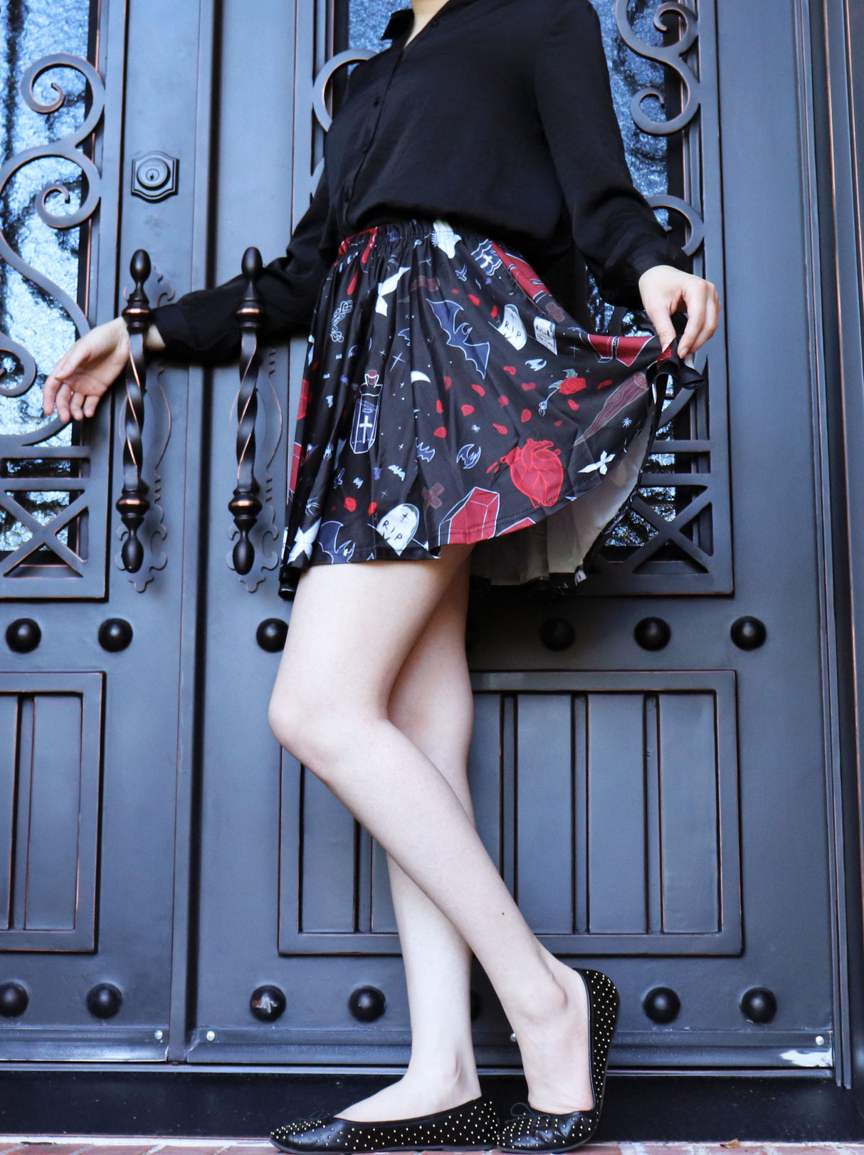 Vampire Night Skater Skirt With Pockets